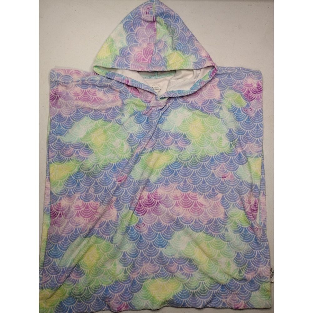 Wonder Nation Girls XS 4-5 Mermaid Scale Hooded Beach Poncho Cover Up Multicolor